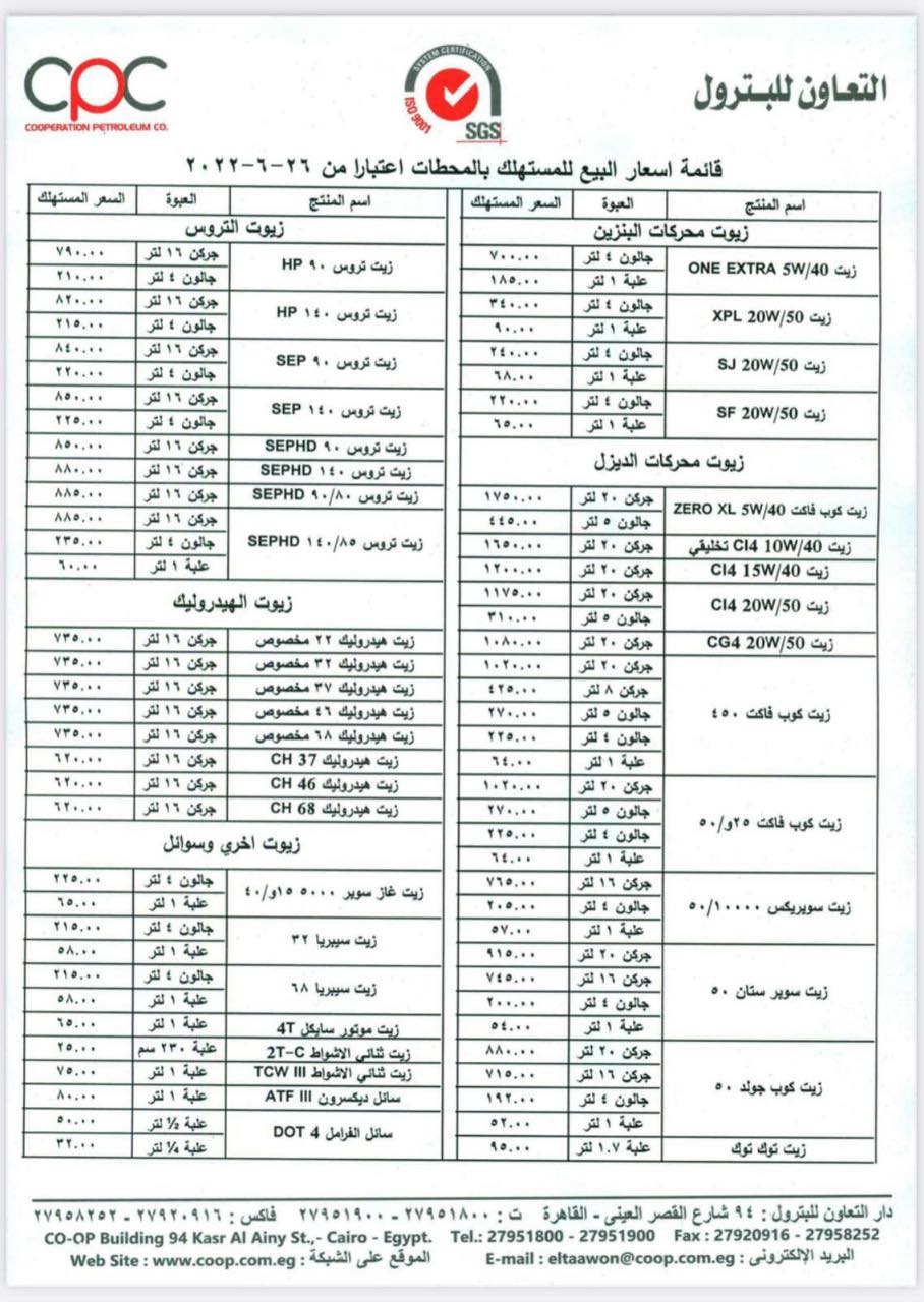بعد ارتفاعها.. الأسعار الجديدة لزيوت السيارات