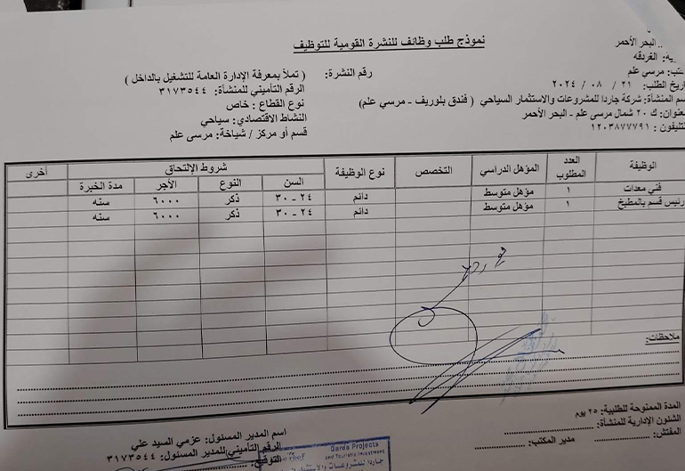 فرص عمل بفنادق البحر الأحمر