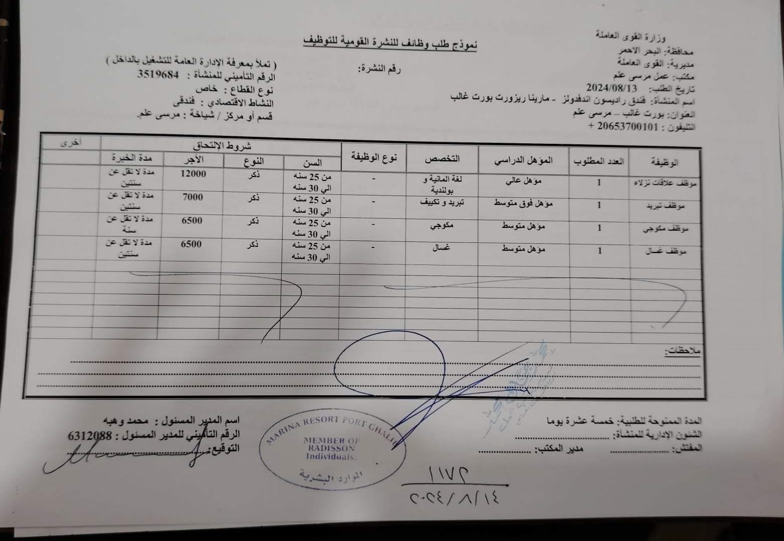 فرص عمل بفنادق البحر الأحمر